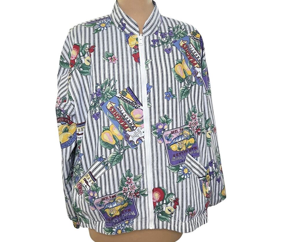 John Henry Reversible Jacket Womens XL Full Zip Garden Print Cottagecore Vintage
